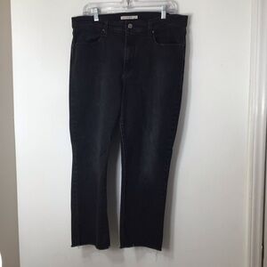 Levi 724 high rise straight jeans women 34 black raw hem